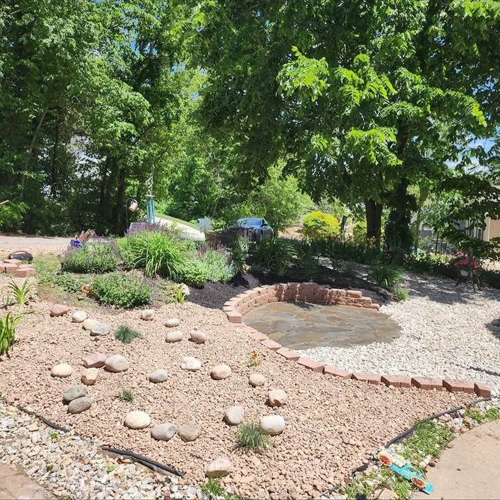 Finished rock landscape bed with border